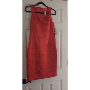 NWT Satin Orange Cocktail Dress by Sangria size 8.